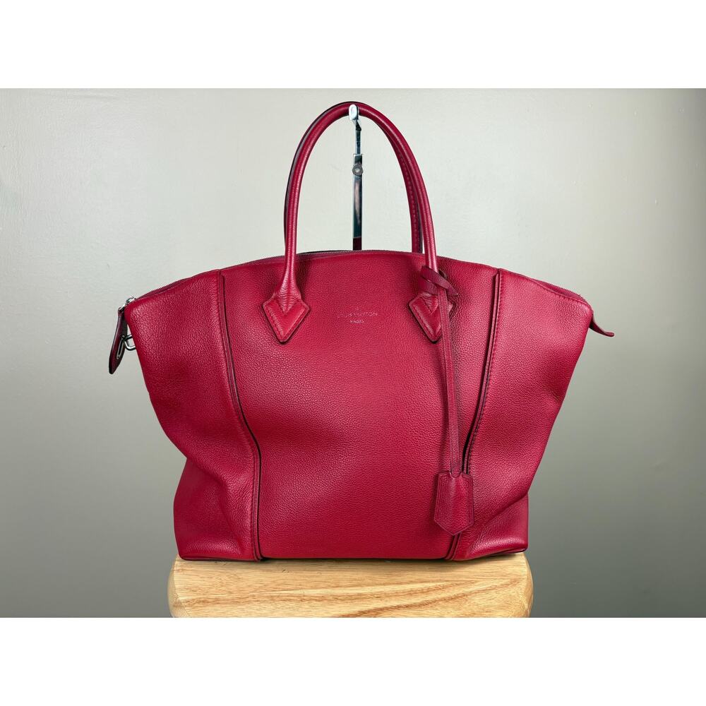 Authentic Louis Vuitton Taurillon Lock It MM Red Leather Top Handle Bag